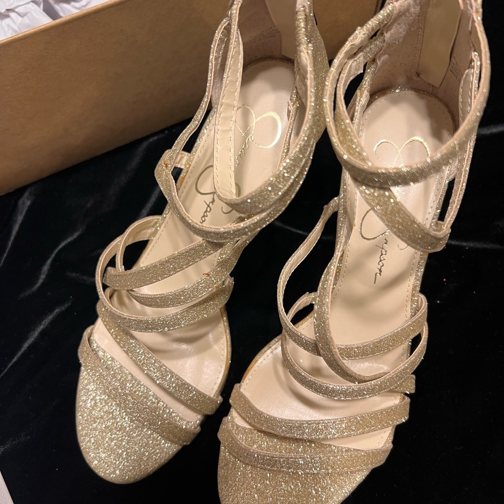 Gold sparkle heels worn once